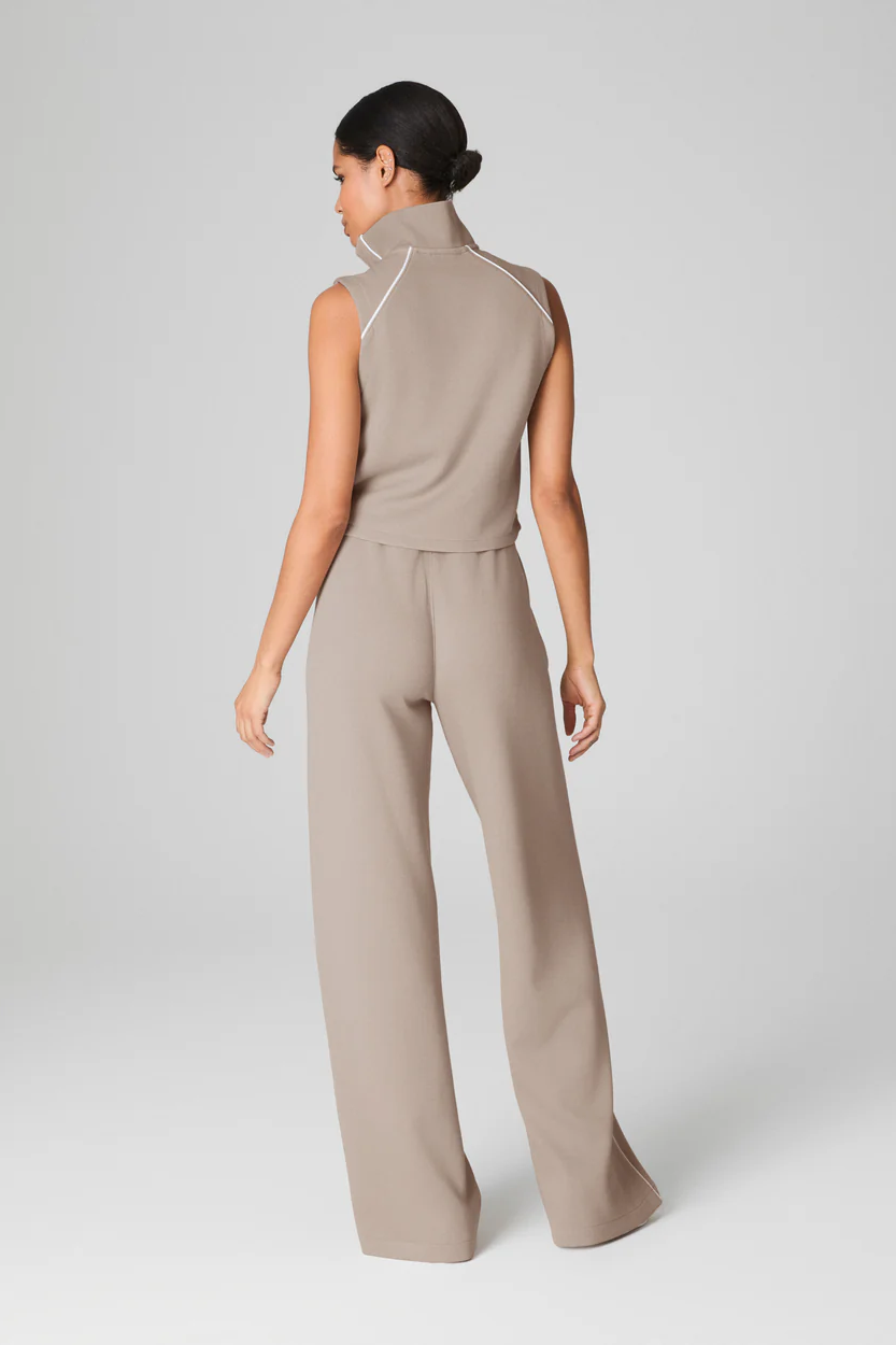 AirEssentials Pique Sleeveless Mockneck Jumpsuit- Ashwood
