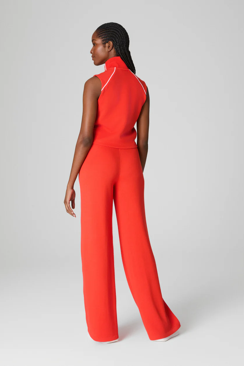 AirEssentials Pique Sleeveless Mockneck Jumpsuit- Poppy