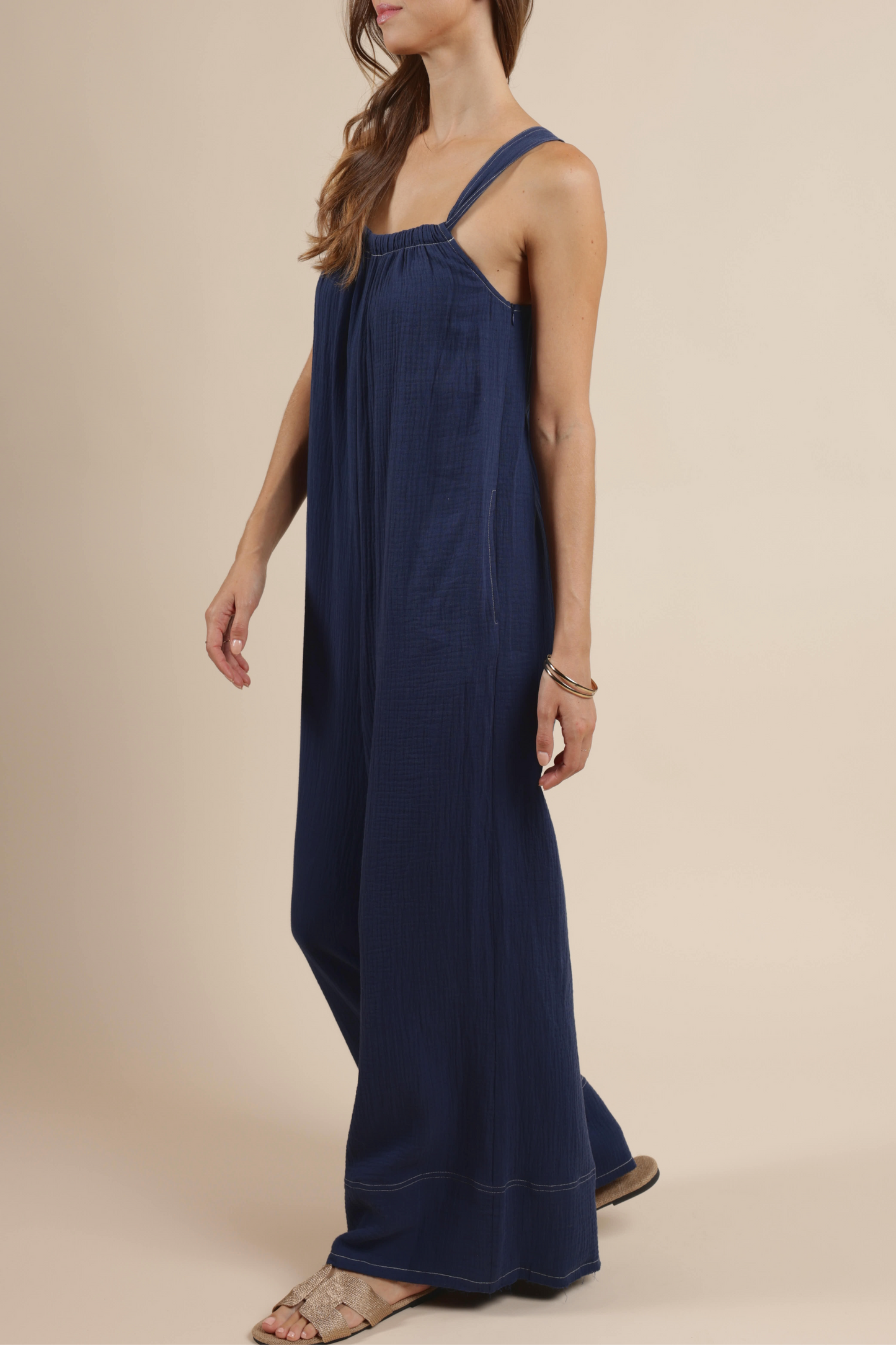 Frayed Hem Breezy Lane Jumpsuit with Pockets