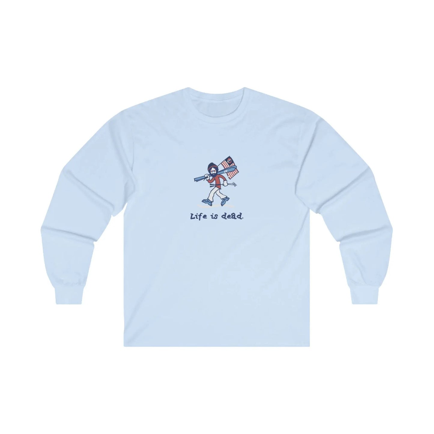 Grateful Dead Ultra-Cotton Long Sleeve Tee Life is dead Skier Jerry