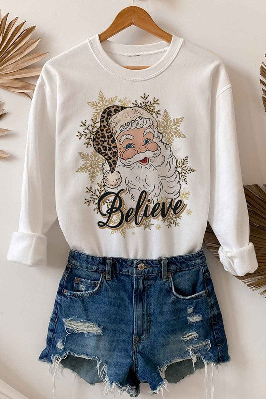 BELIEVE CHRISTMAS GRAPHIC PLUS SIZE SWEATSHIRT