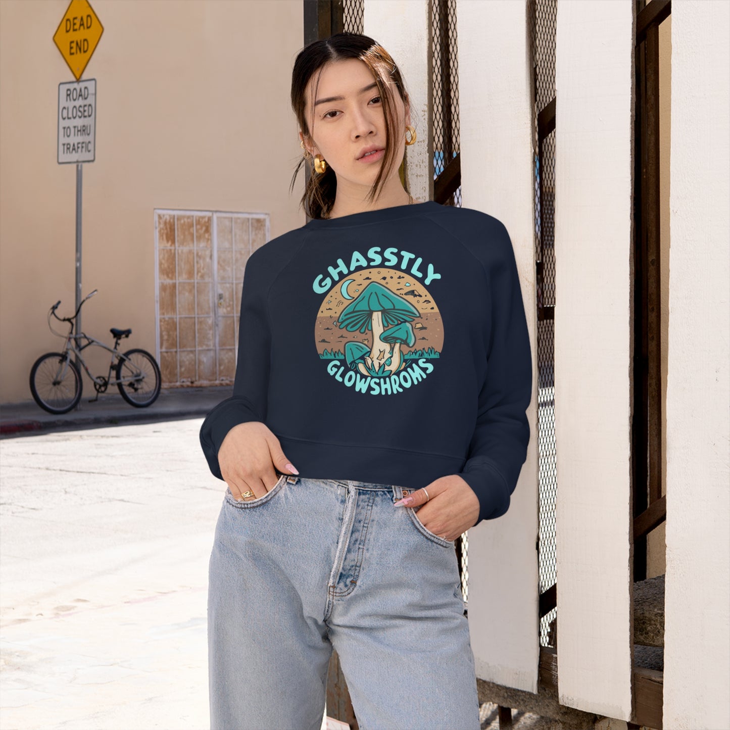 Ghastly Glowshrooms Sweatshirt, Unique Mushroom Costume & Spooky Season Halloween Sweatshirt