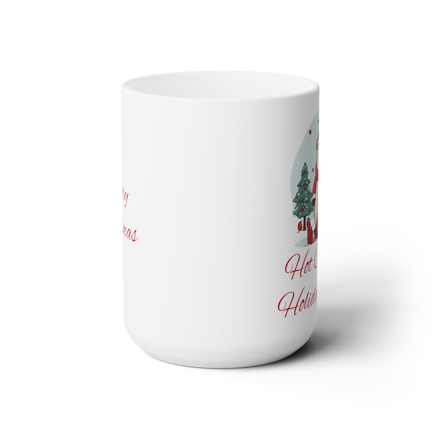 Hot Cocoa & Holiday Cheer White Christmas Ceramic Mug 15oz