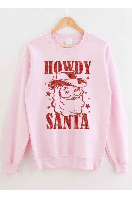 Howdy Santa Graphic Sweatshirt Classic Fit Casual Sweatshirt