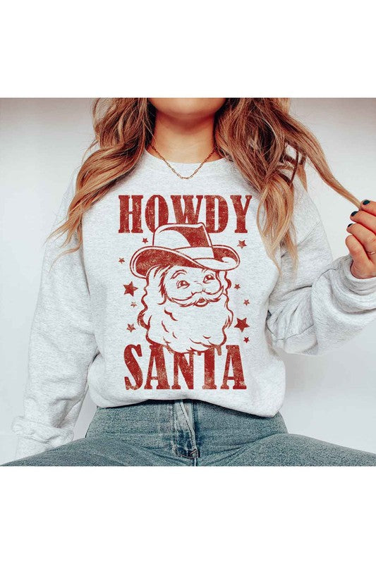 Howdy Santa Graphic Sweatshirt Classic Fit Casual Sweatshirt