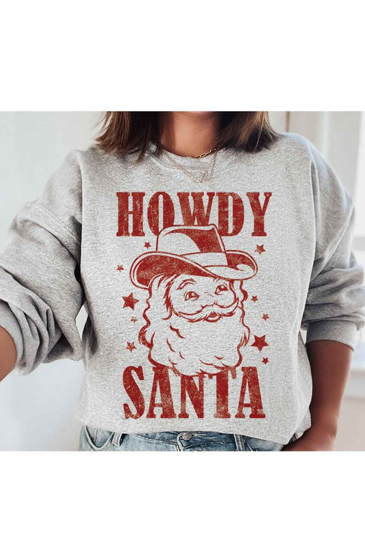 Howdy Santa Christmas Graphic Plus Size Sweatshirt
