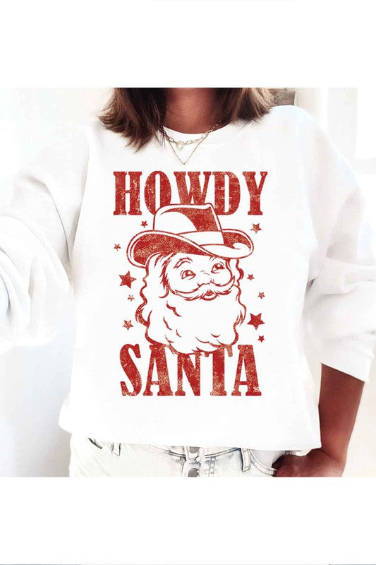 Howdy Santa Christmas Graphic Plus Size Sweatshirt