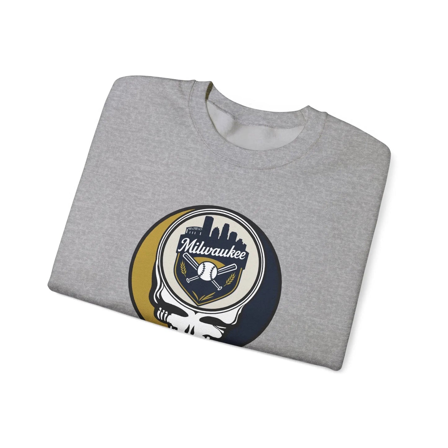 Grateful Dead Stealie Heavy Blend Crewneck Sweatshirt Milwaukee Baseball Edition MLB