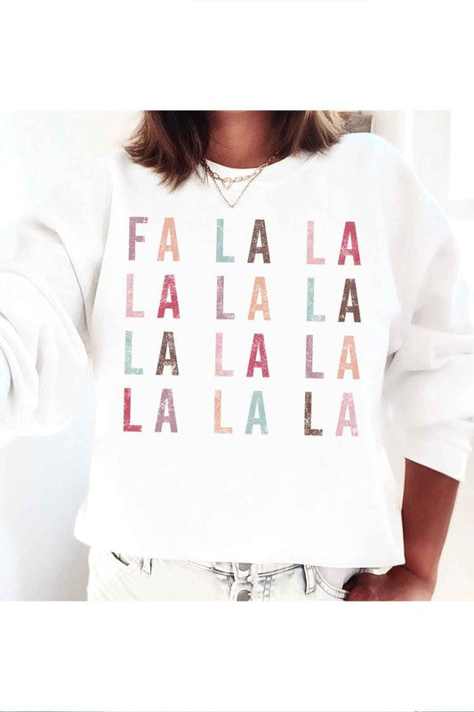 Christmas Graphic Plus Size Sweatshirt FA LA LA