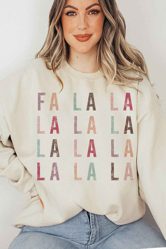 Christmas Graphic Plus Size Sweatshirt FA LA LA