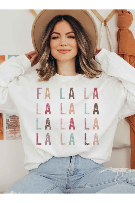 Christmas Graphic Plus Size Sweatshirt FA LA LA