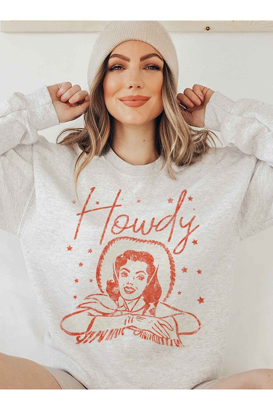 Howdy Cowgirl Graphic Sweatshirt Classic Fit Unisex Premium Cotton