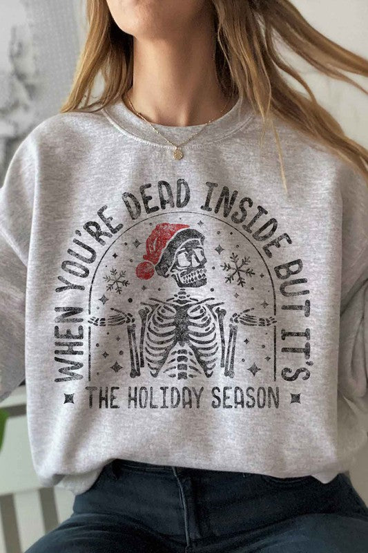 Christmas Skeleton Graphic Sweatshirt Classic Fit Casual Unisex