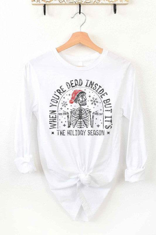 Christmas Skeleton Long Sleeve Tee Premium Cotton Unisex