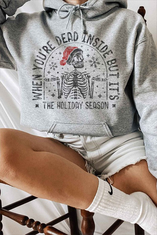 Christmas Skeleton Graphic Cotton Hoodie Classic Fit