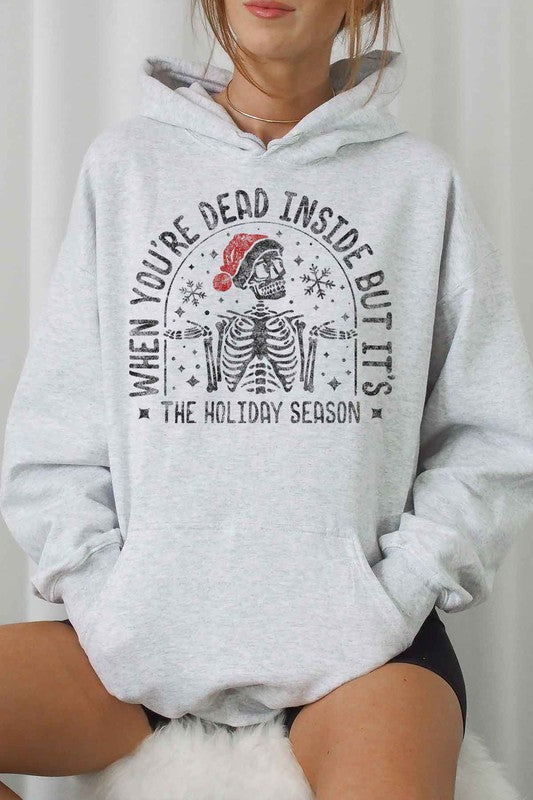 Christmas Skeleton Graphic Cotton Hoodie Classic Fit