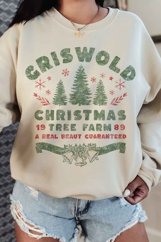 Christmas Tree Farm Graphic Sweatshirt Casual Classic Fit