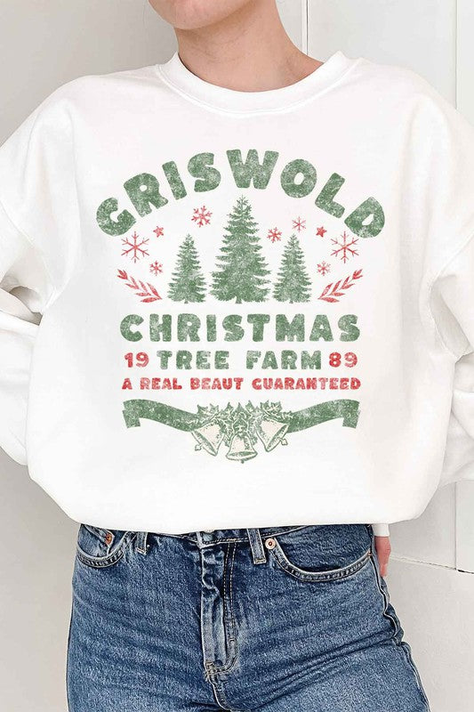 Christmas Tree Farm Graphic Sweatshirt Casual Classic Fit