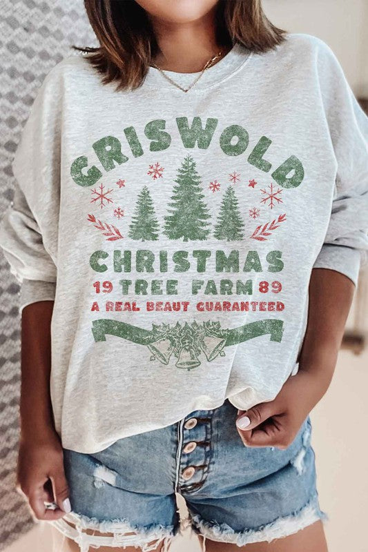 Christmas Tree Farm Graphic Plus Size Sweatshirt