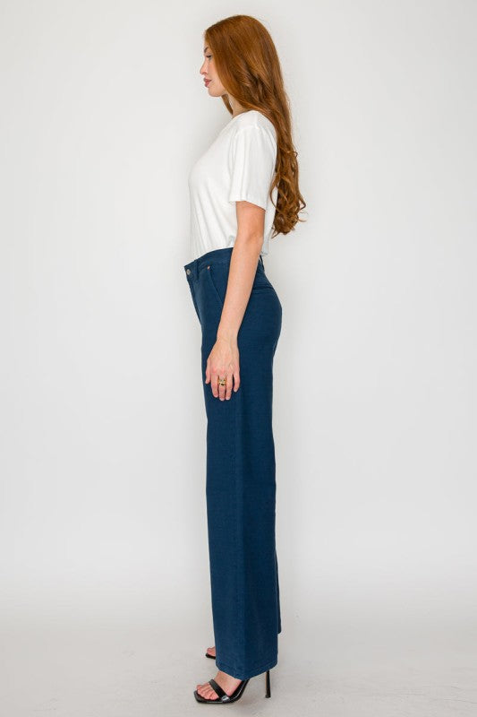 Tummy Control High Rise Wide Flare Jeans AT2112WDNV