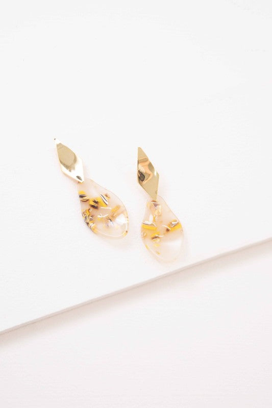 Yellow Drip Dangle Earrings Sterling Silver Post