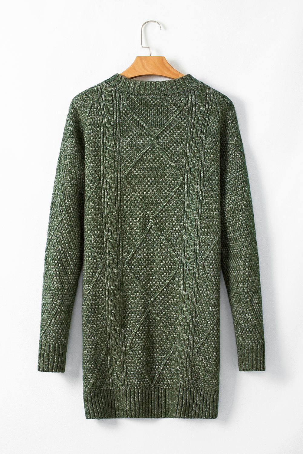 Parchment Twist Cable Knit Loose Fit Sweater Dress