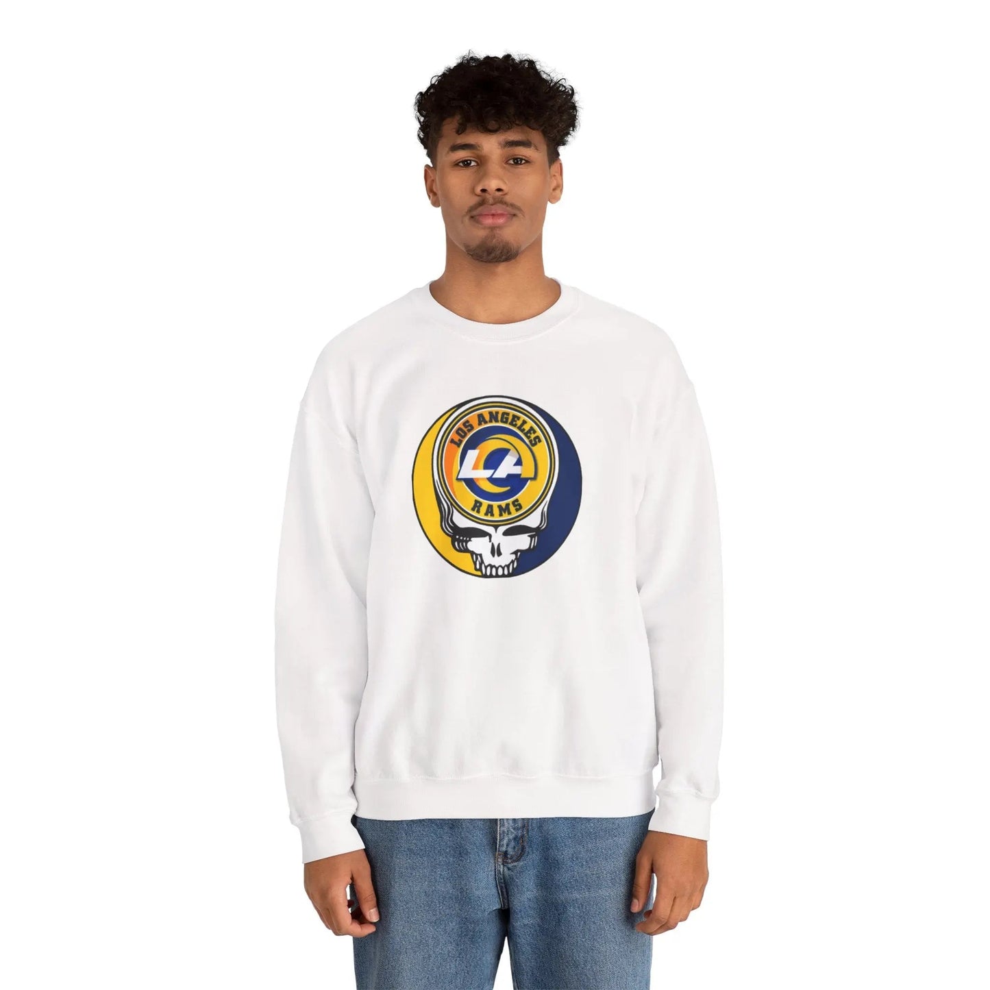 Grateful Dead Stealie Heavy Blend Crewneck Sweatshirt Los Angeles Rams The Gridiron Collection