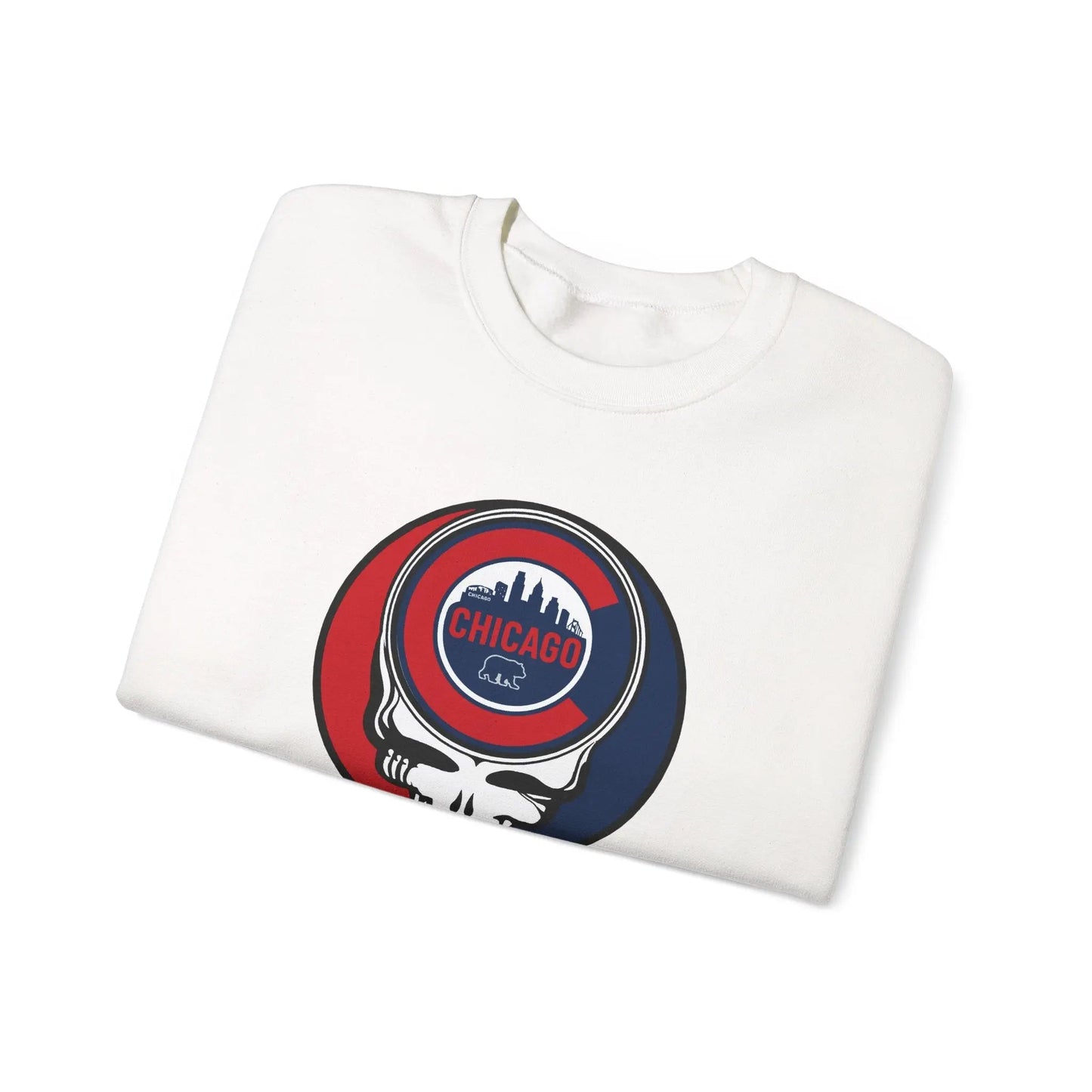 Grateful Dead Stealie Crewneck Sweatshirt Medium-Heavy Blend Chicago Baseball Edition MLB