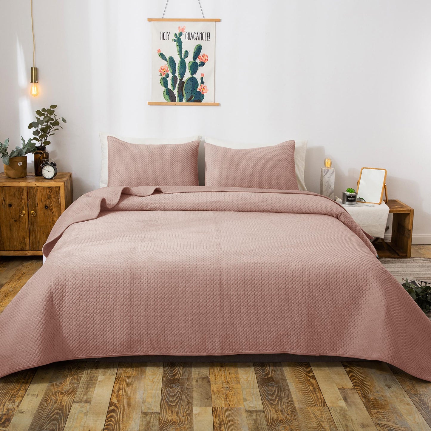 Ultra Soft Plush Poly-Velvet Quilt Set Queen King Kasentex