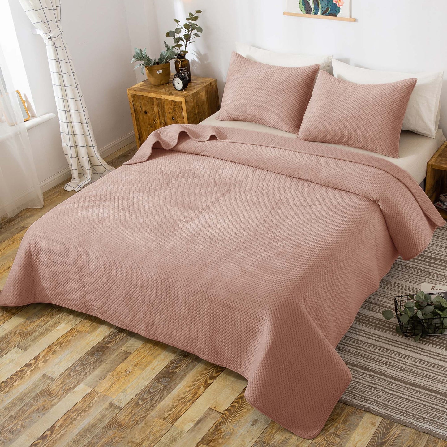 Ultra Soft Plush Poly-Velvet Quilt Set Queen King Kasentex