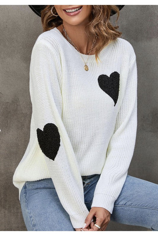 Heart sweater 100% acrylic sweater