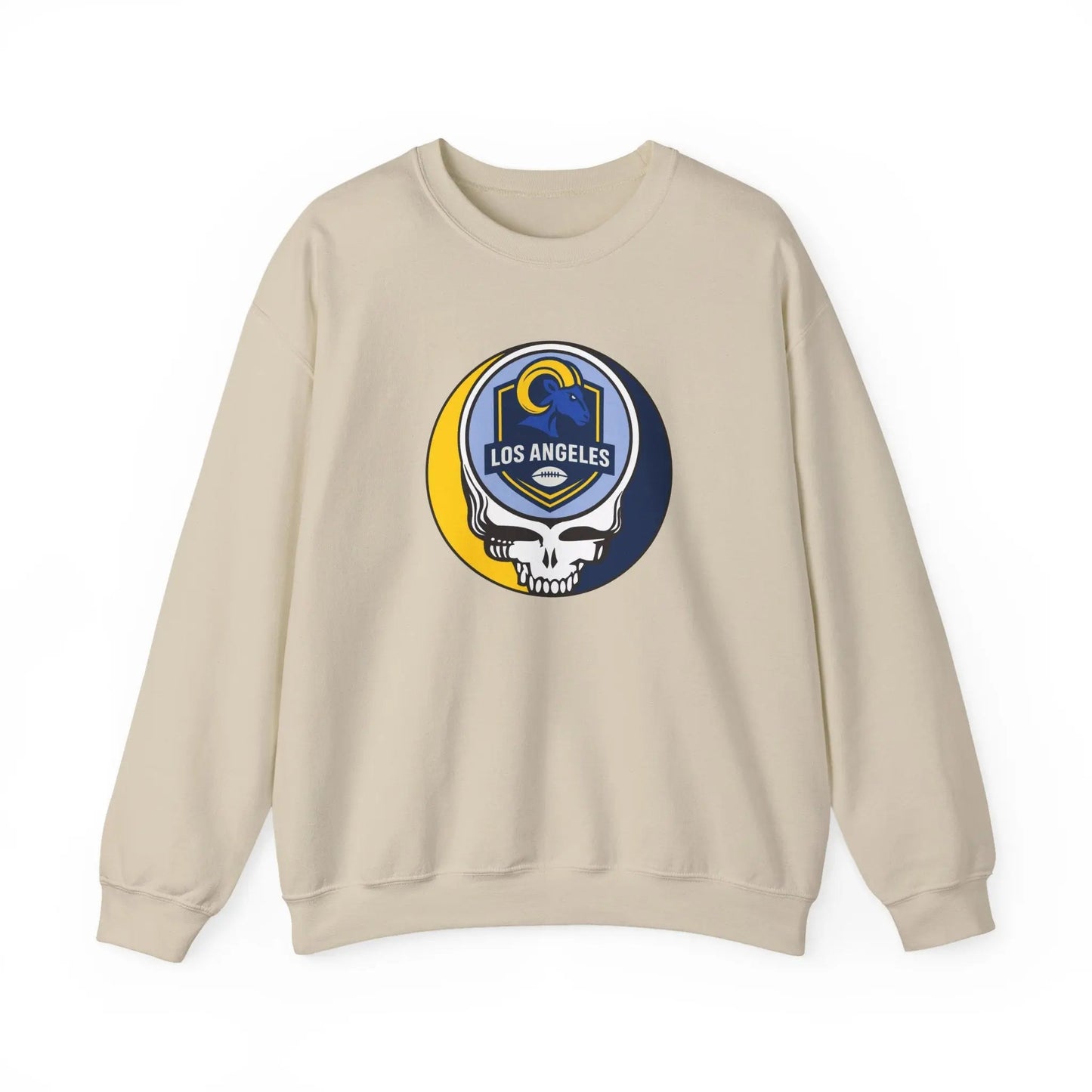 Los Angeles Rams Grateful Dead Stealie Crewneck Sweatshirt Heavy Blend The Gridiron Collection
