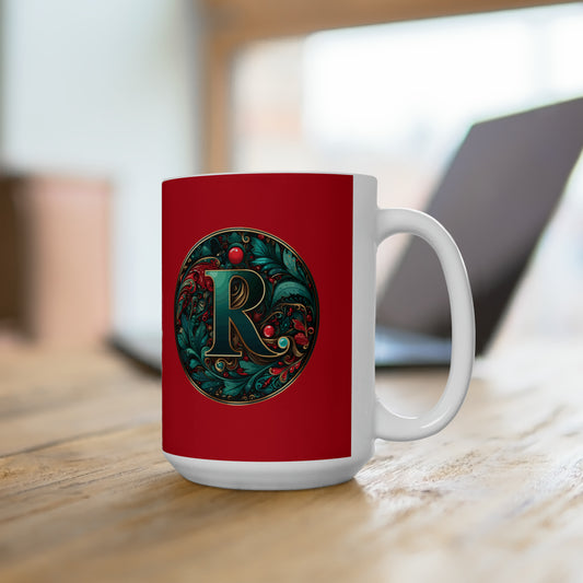 Christmas colorful Alphabet R design red Ceramic Mug 15oz