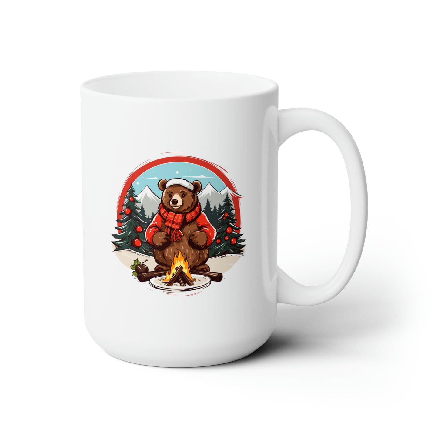 Red reindeer on Mountain in Christmas mood Ceramic Mug 15oz