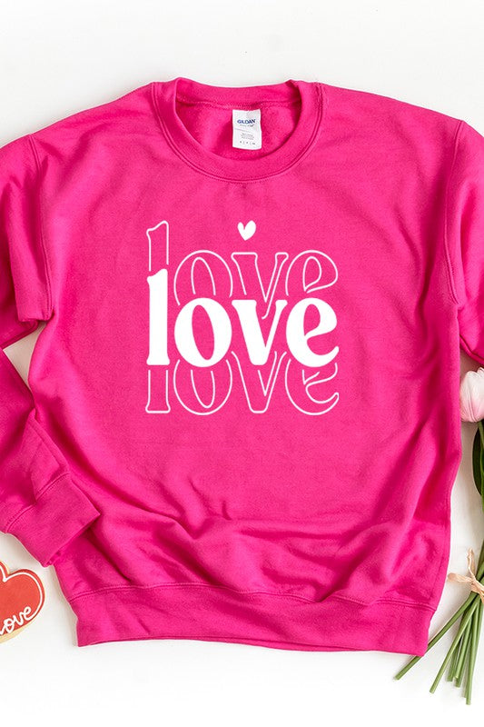 Love Stack Tiny Heart Sweatshirt Valentine's Day Gildan