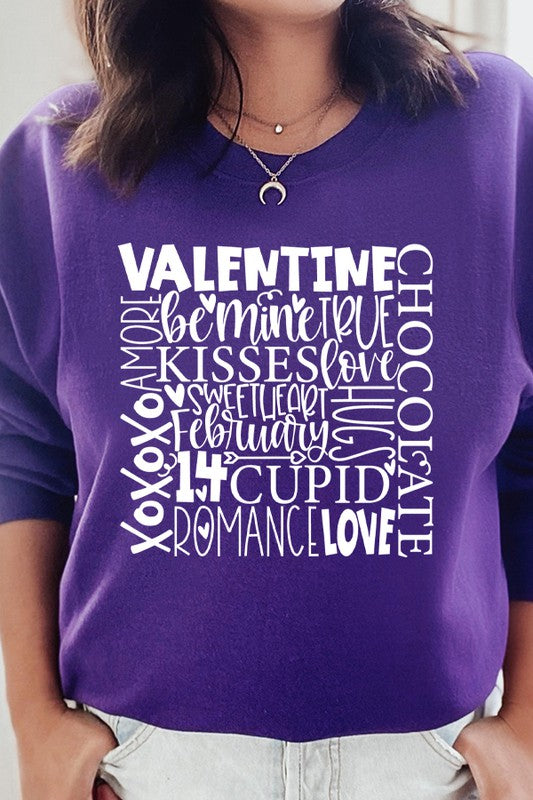 Valentine's Day Be Mine Kisses Block Unisex Sweatshirt Gildan