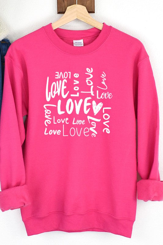 Multi Love Words Valentine's Day Unisex Sweatshirt Gildan