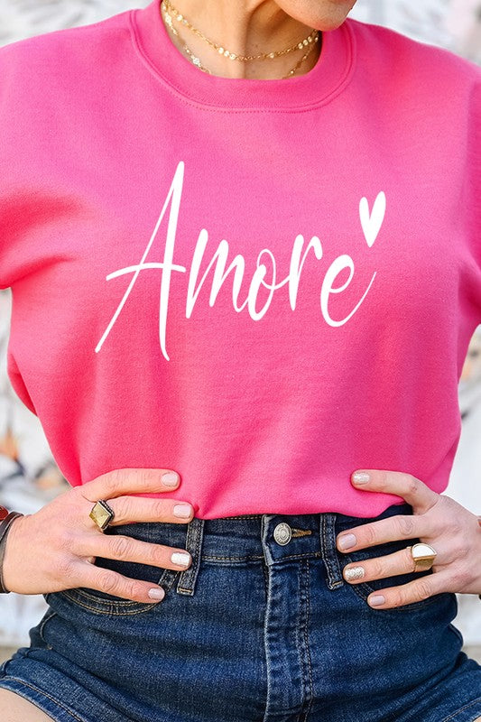 Amore Tiny Heart Valentines Day Sweatshirt Gildan