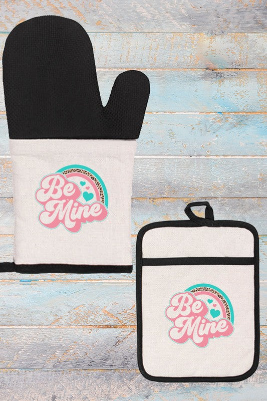 Valentine's Day Be Mine Rainbow Oven Mitt Glove