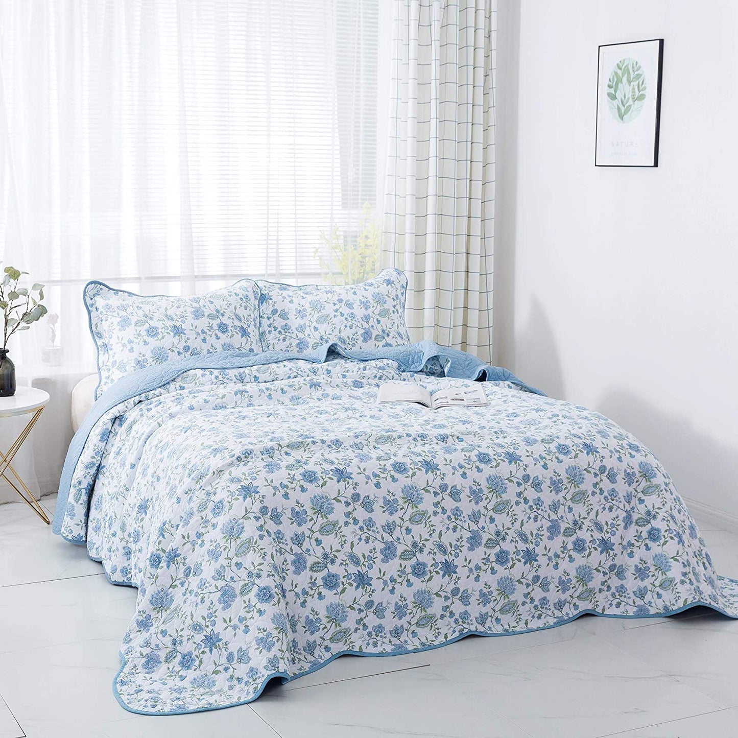 Cotton Floral Design 3 Piece Reversible Bedding Set Kasentex