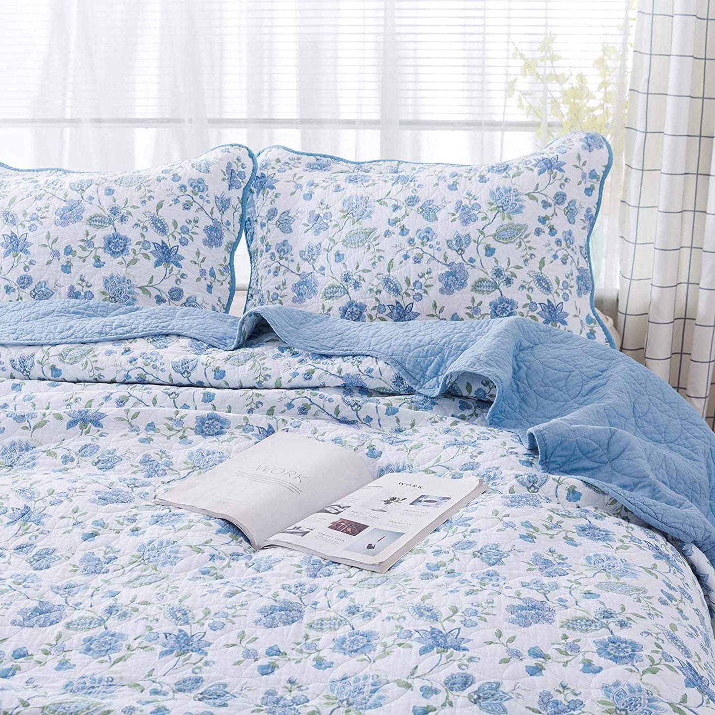 Cotton Floral Design 3 Piece Reversible Bedding Set Kasentex