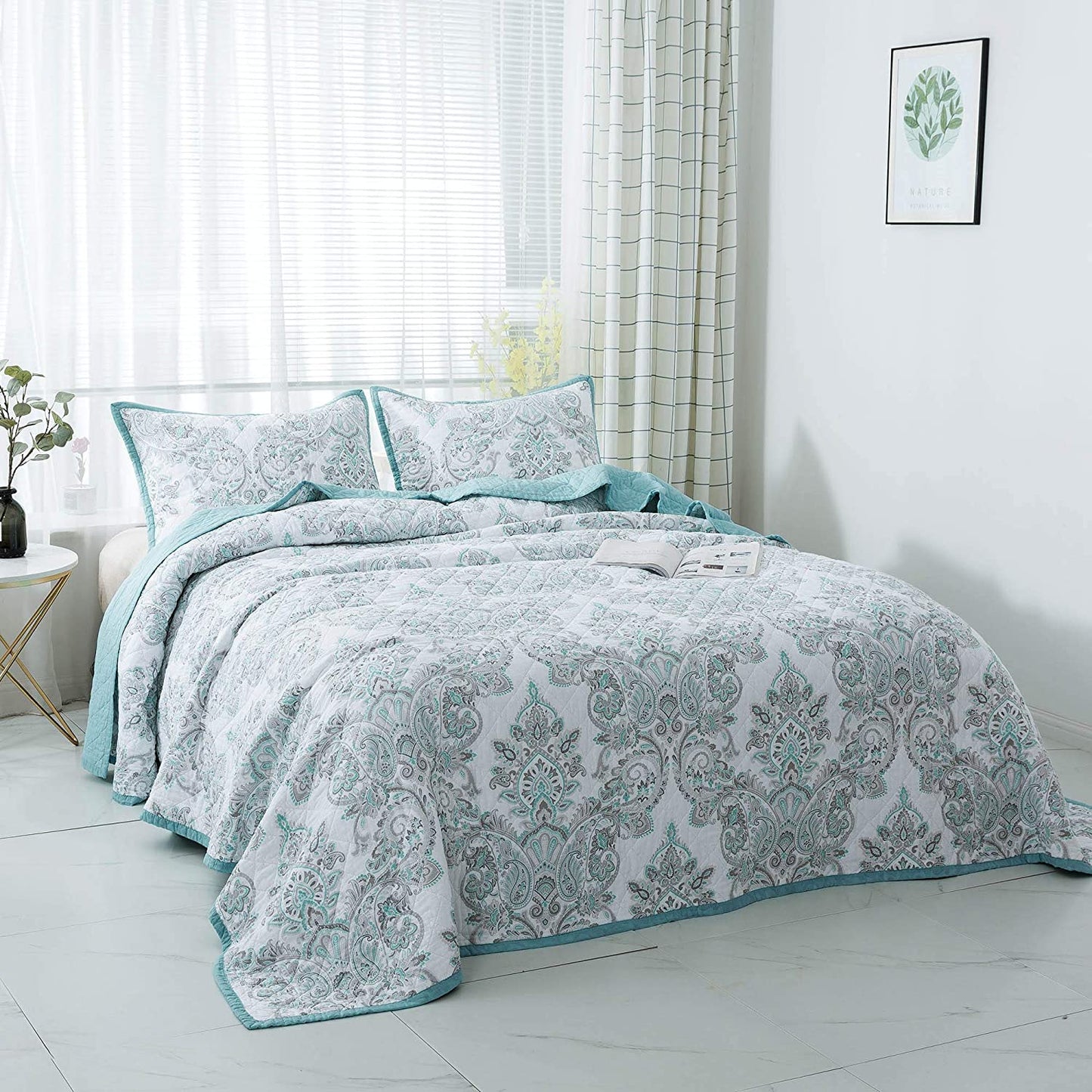 Cotton Floral Design 3 Piece Reversible Bedding Set Kasentex