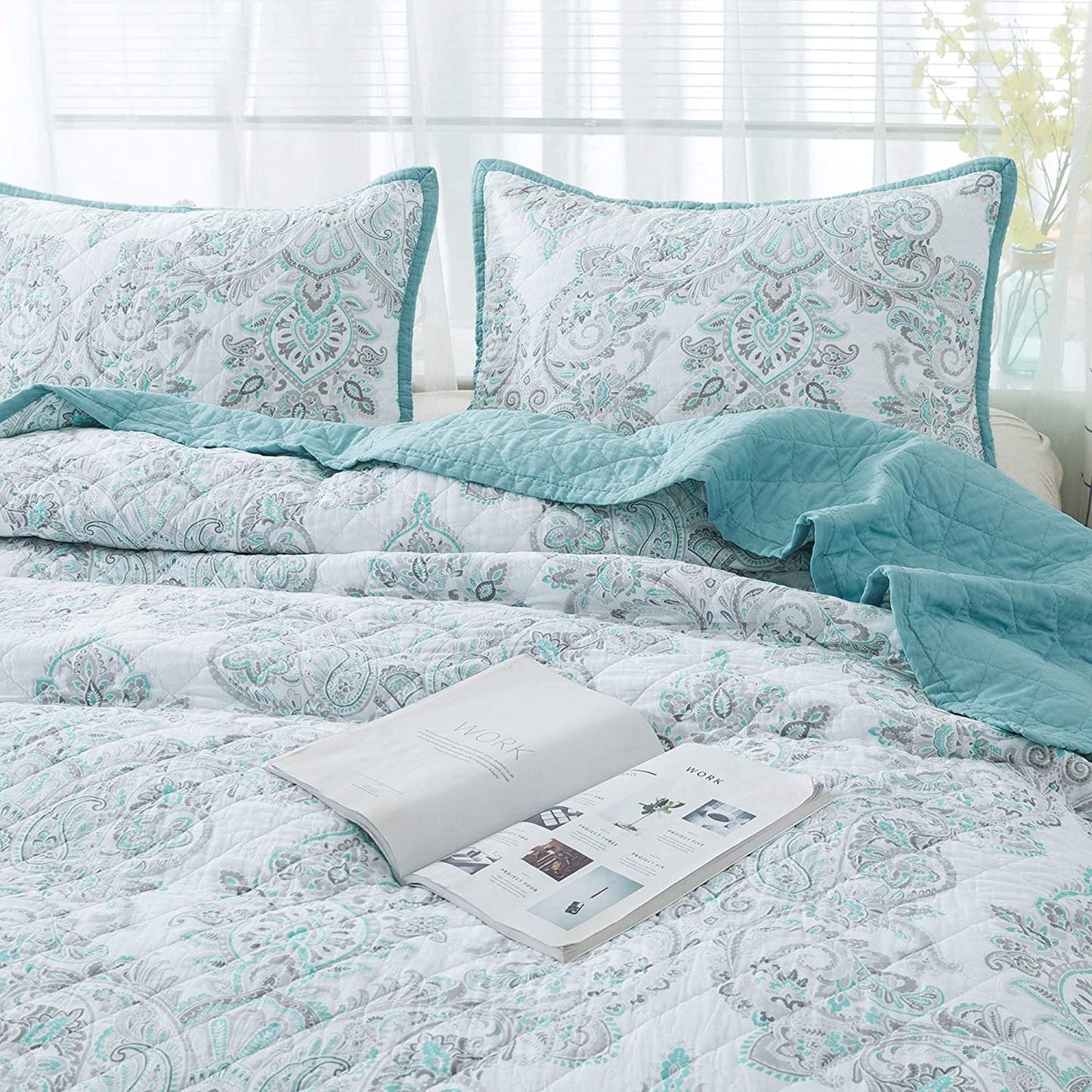 Cotton Floral Design 3 Piece Reversible Bedding Set Kasentex