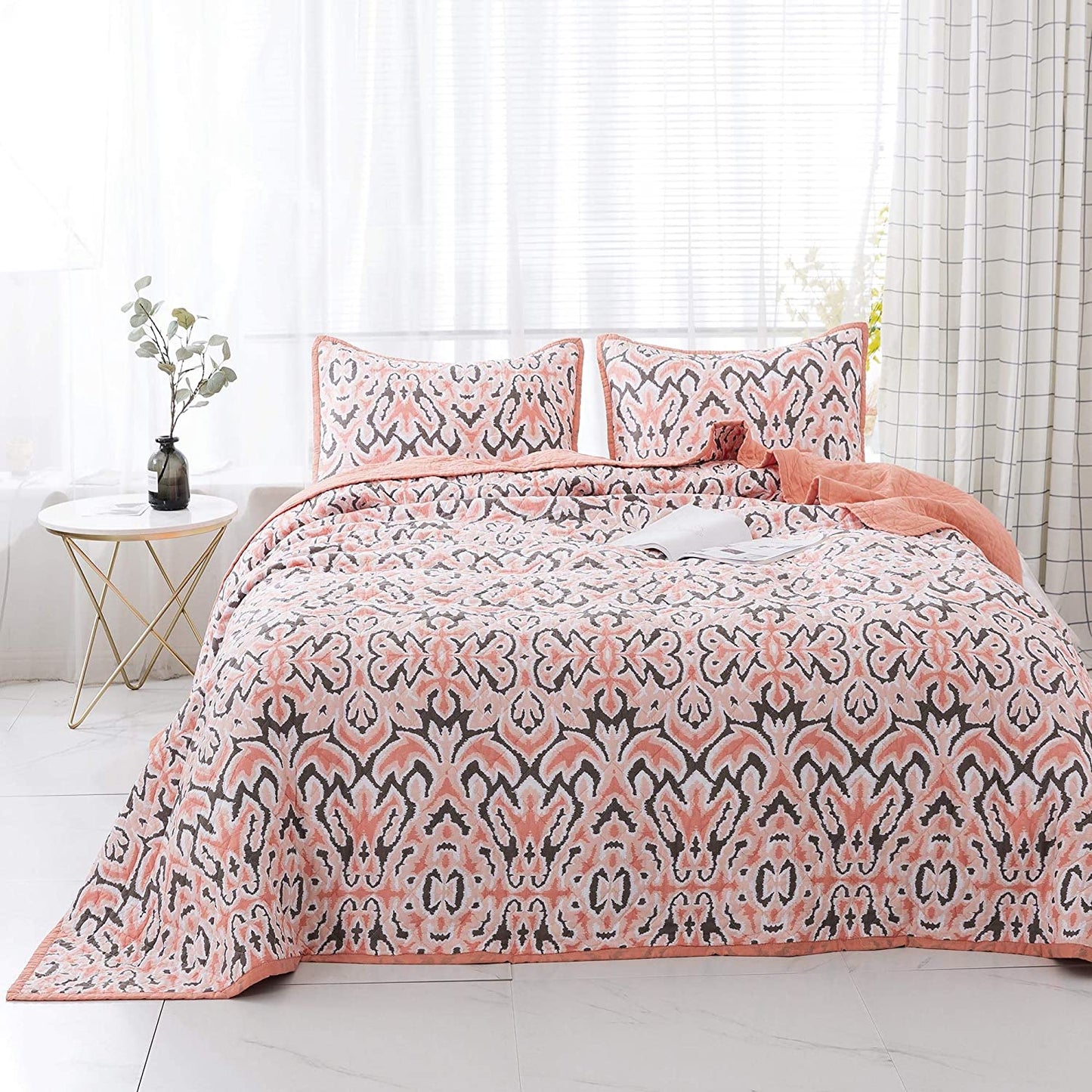 Cotton Floral Design 3 Piece Reversible Bedding Set Kasentex
