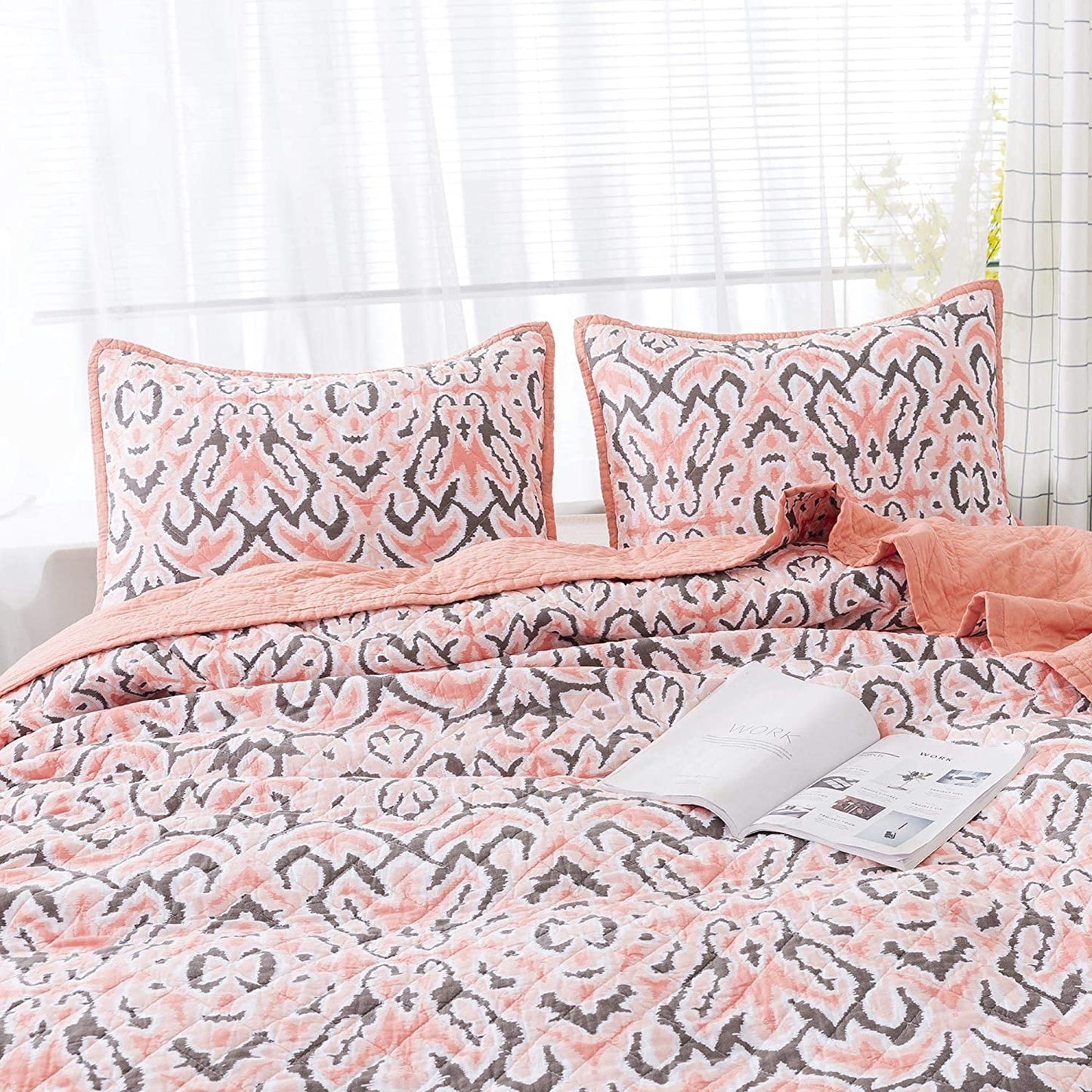 Cotton Floral Design 3 Piece Reversible Bedding Set Kasentex
