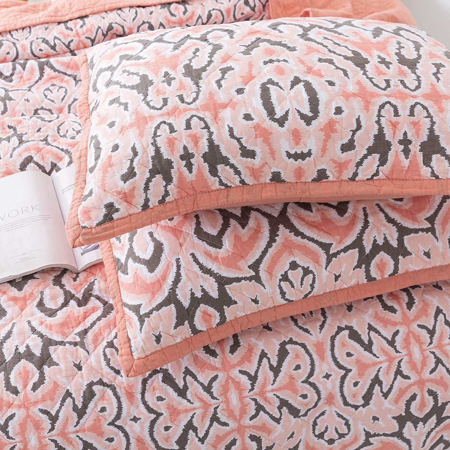 Cotton Floral Design 3 Piece Reversible Bedding Set Kasentex