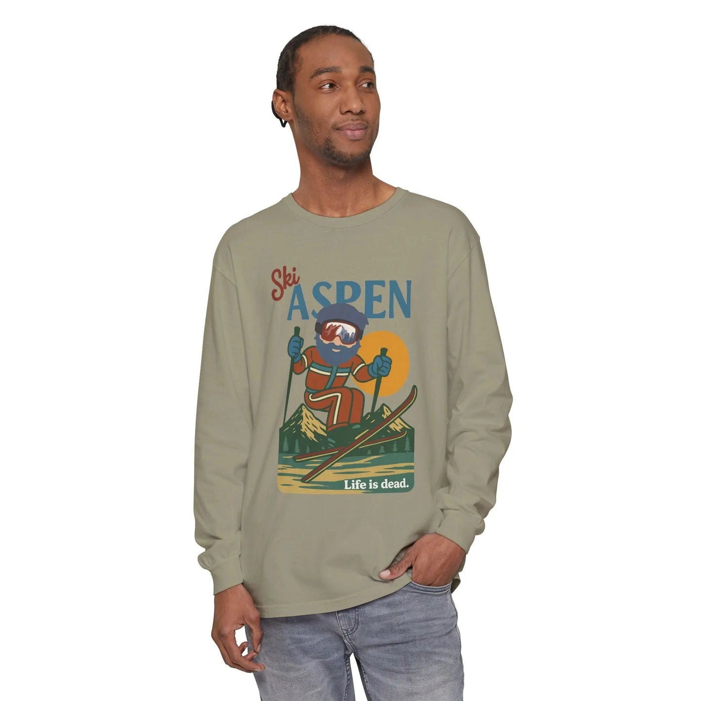 Ski Aspen Garment-Dyed Long Sleeve T-Shirt Mountain Collection