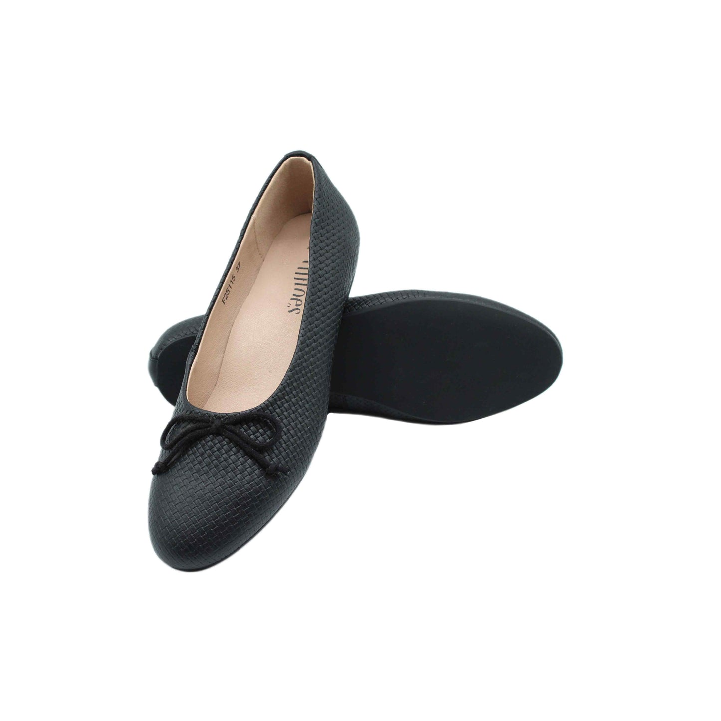 Black Weaved Leather Ballet Dress Shoe Fintoes