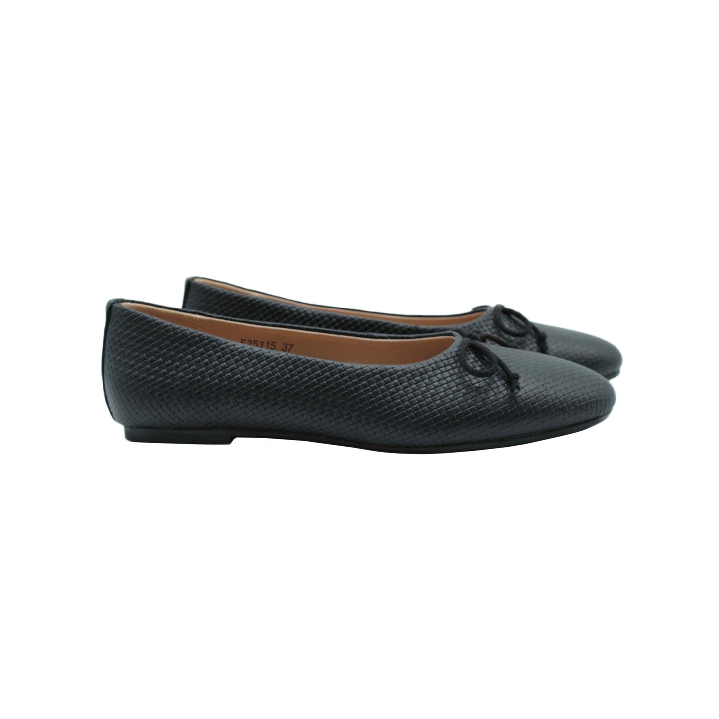 Black Weaved Leather Ballet Dress Shoe Fintoes