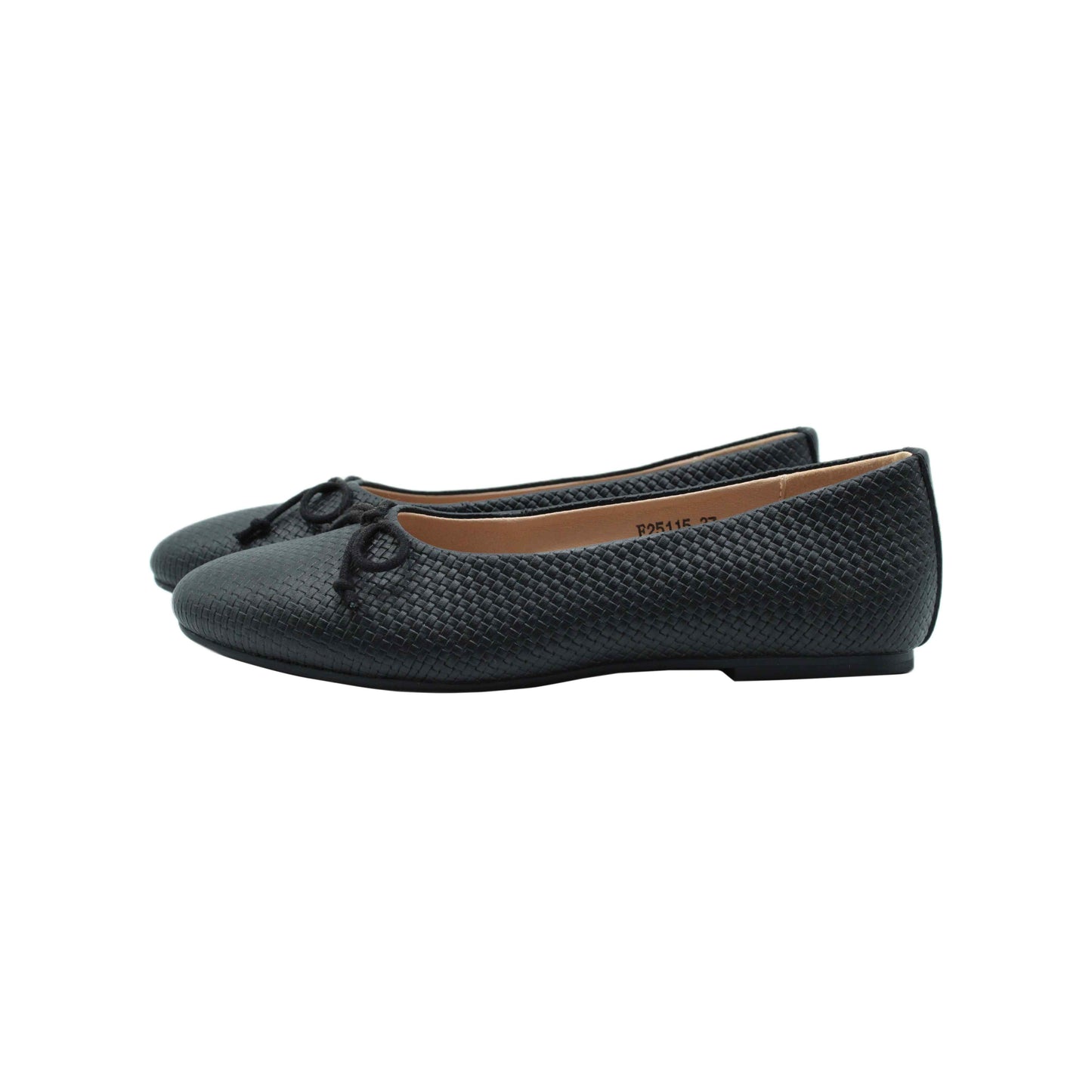 Black Weaved Leather Ballet Dress Shoe Fintoes